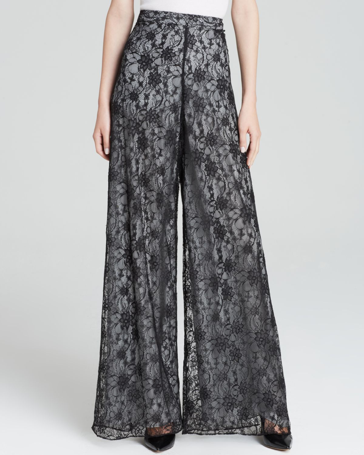 Wide leg lace trousers hotsell
