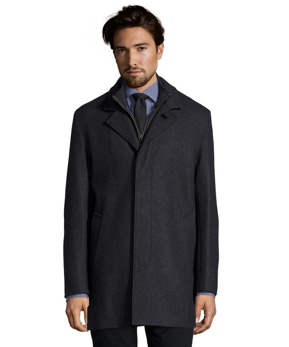 Lyst - Cole Haan Charcoal Wool Blend Button Front Topper Coat in Gray ...