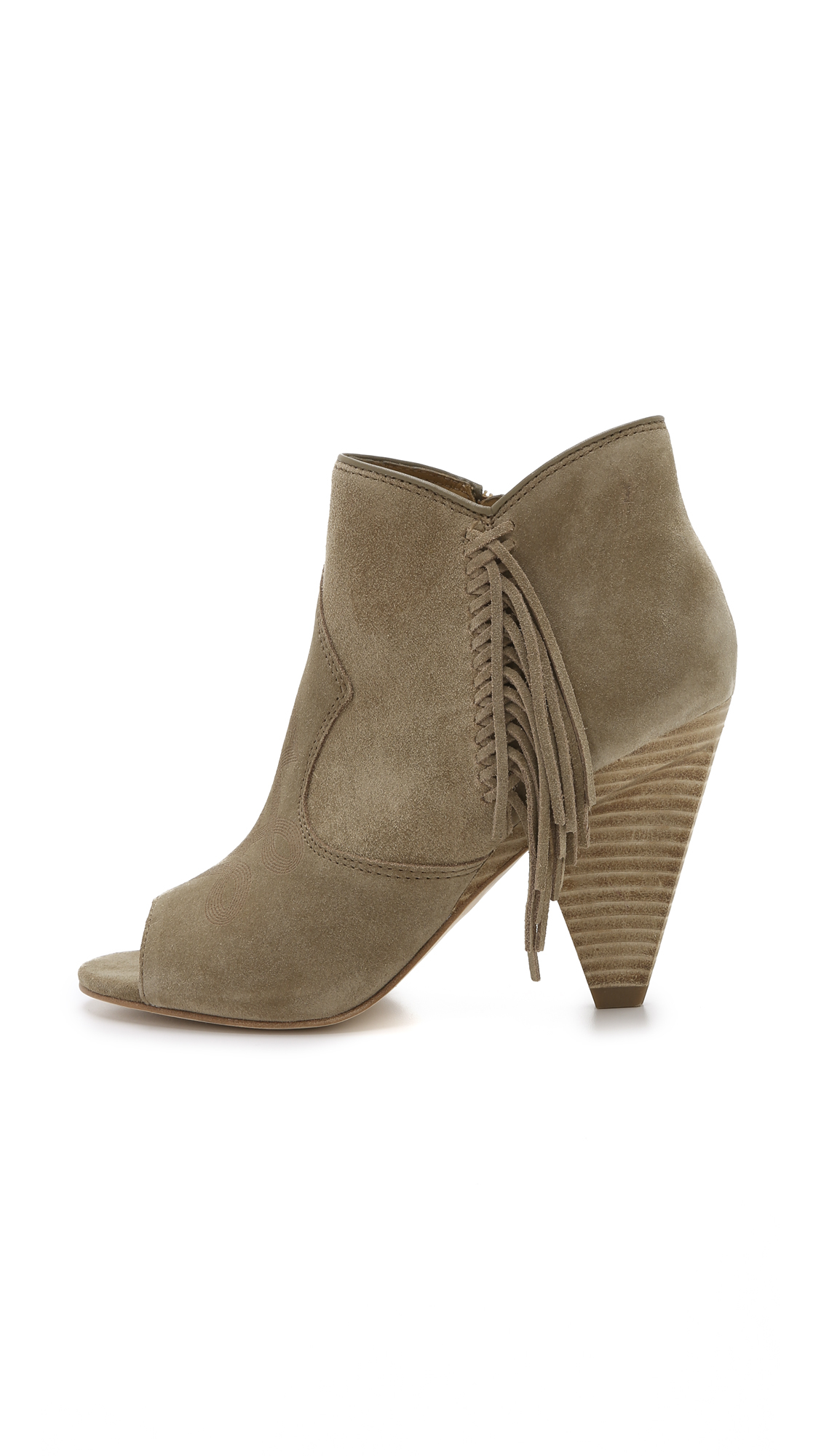 Belle By Sigerson Morrison Fume Fringe Suede Booties ...