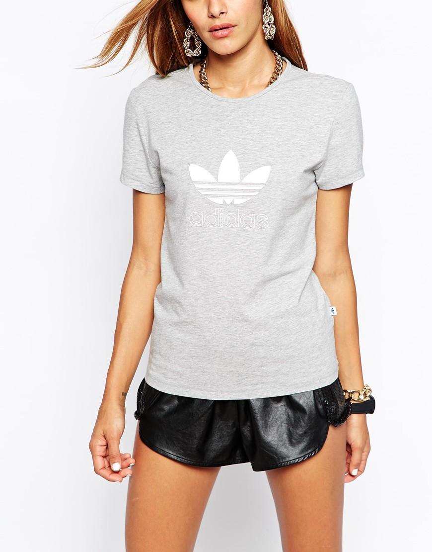 adidas trefoil t shirt grey