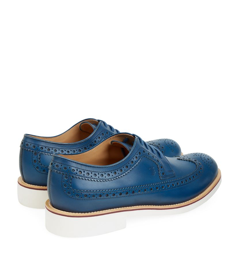 Tod's Contrast Sole Punched Leather Derby Shoe in Blue for Men Lyst