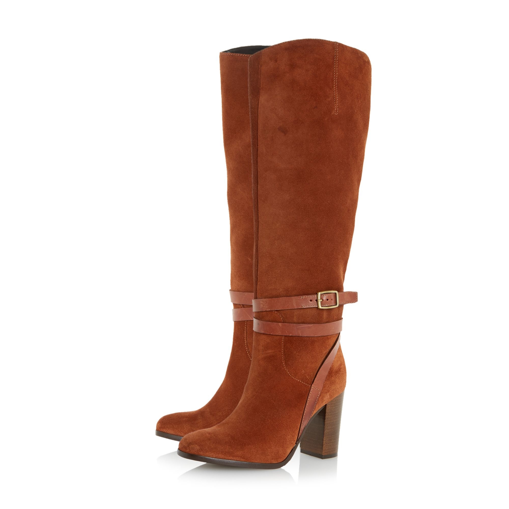 dune double strap knee high boots