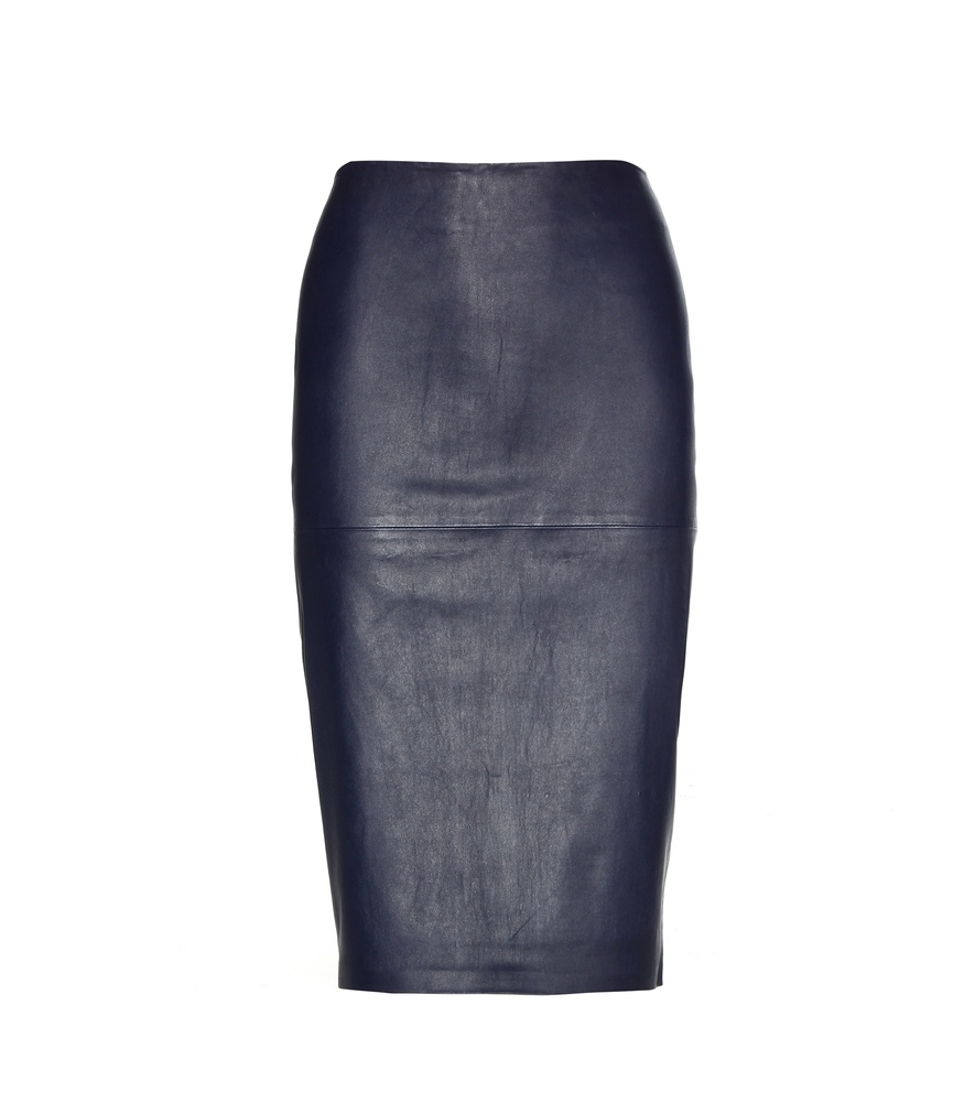 By Malene Birger Florida Leather Pencil Skirt in Blue - Lyst