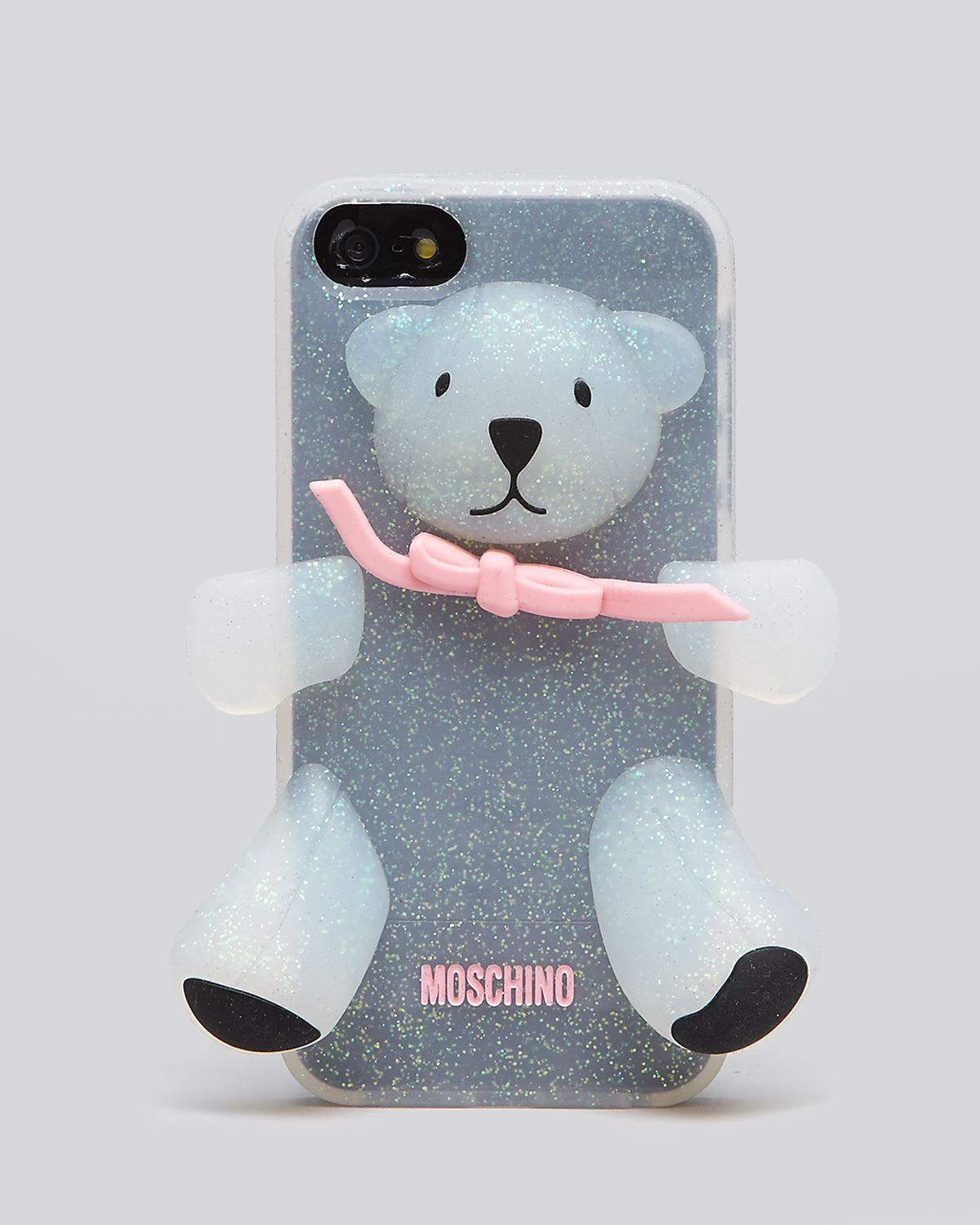 Moschino Iphone 5 5s Case Glitter Bear In White Glitter Blue Lyst