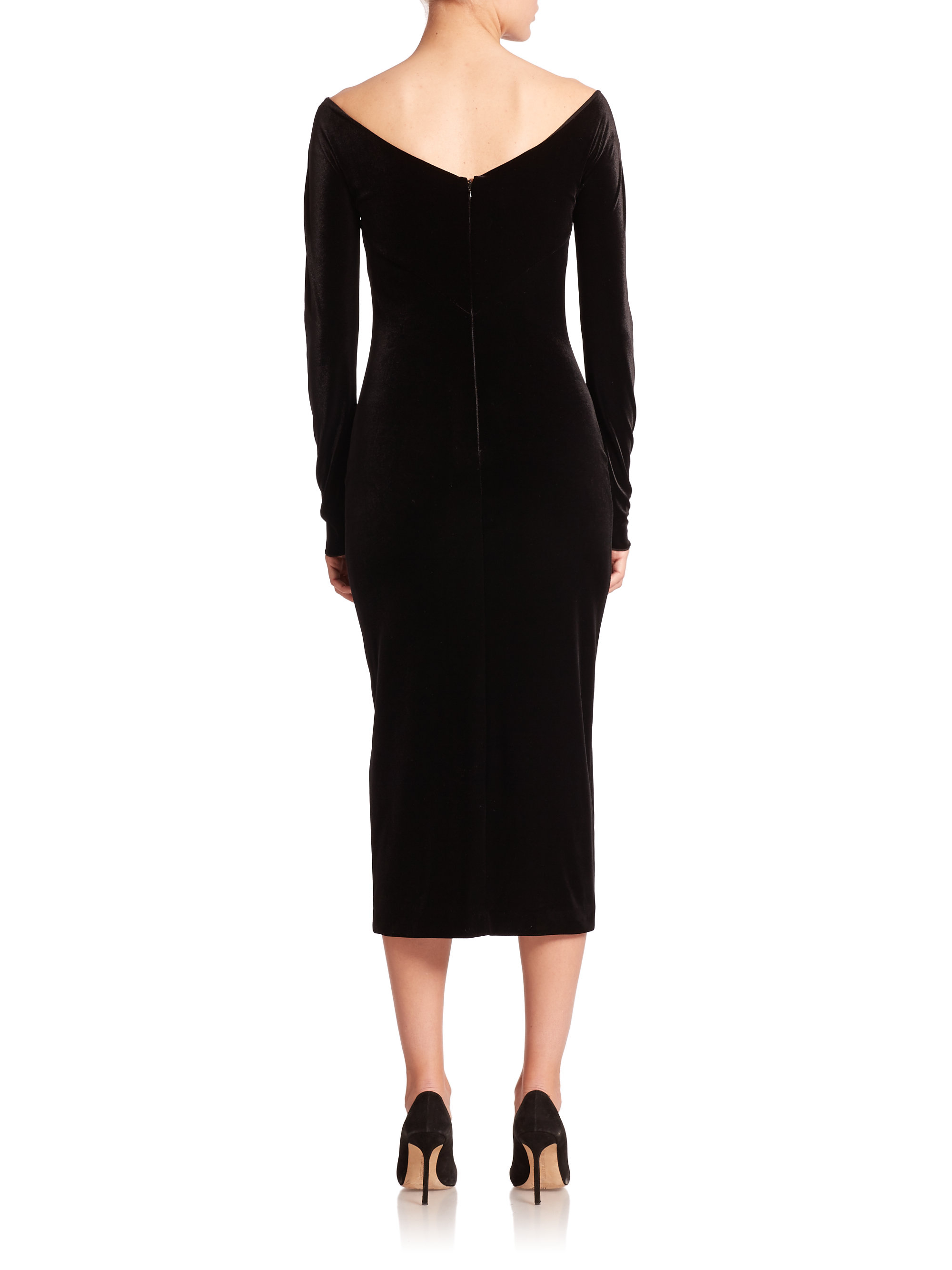 Lyst - Armani Off-shoulder Velvet Dress in Black
