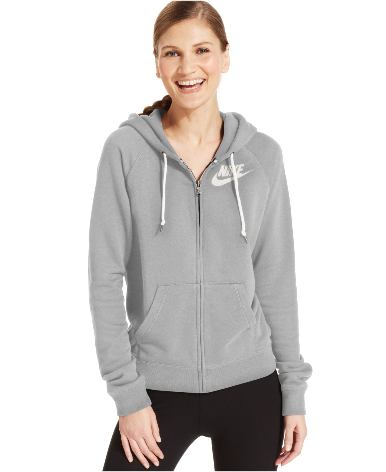 women's nike gray zip up hoodie