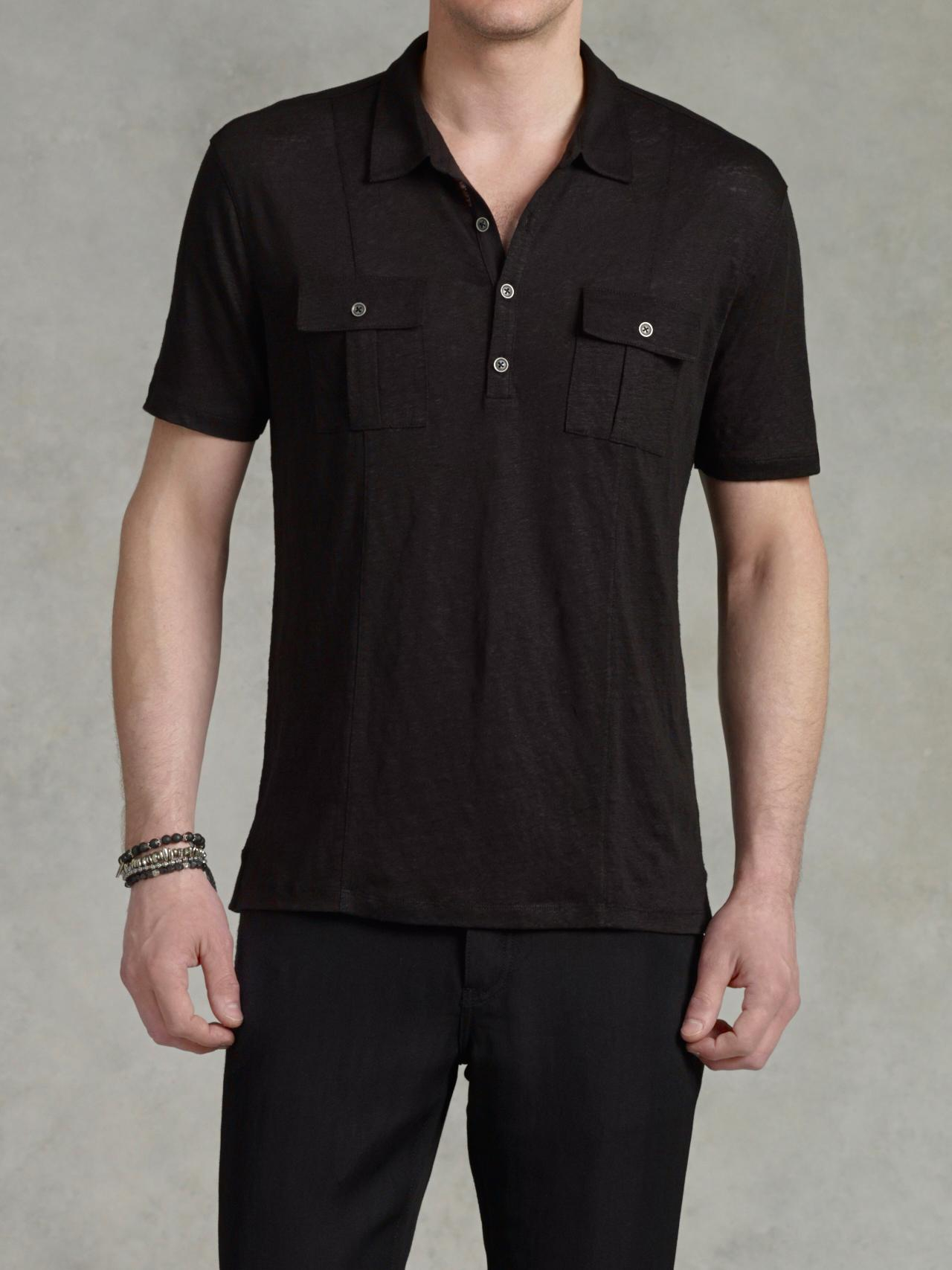 John Varvatos Two Pocket Polo in Black for Men Lyst