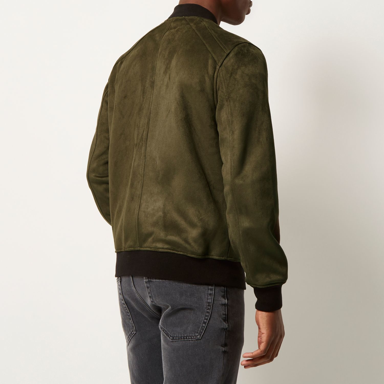 green suede bomber jacket