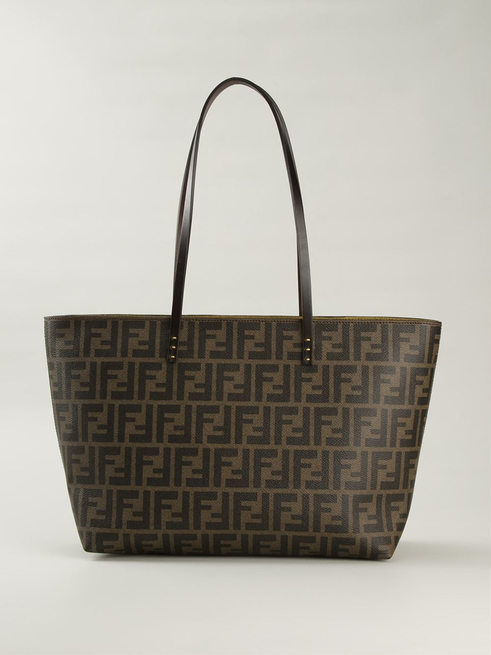 Fendi Roll Logo-Detail Calf-Leather Tote in Brown | Lyst