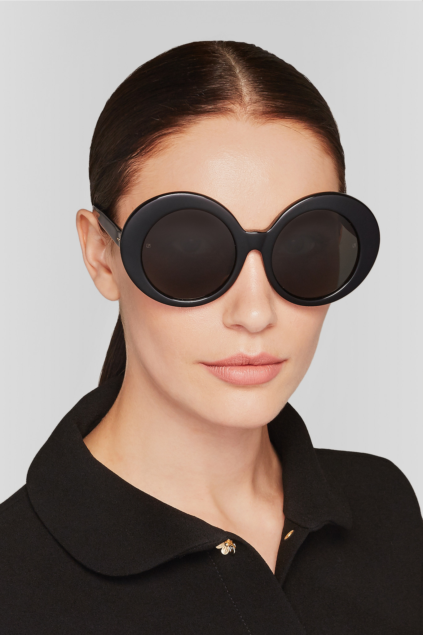 Linda Farrow Round-frame Acetate Sunglasses in Black - Lyst