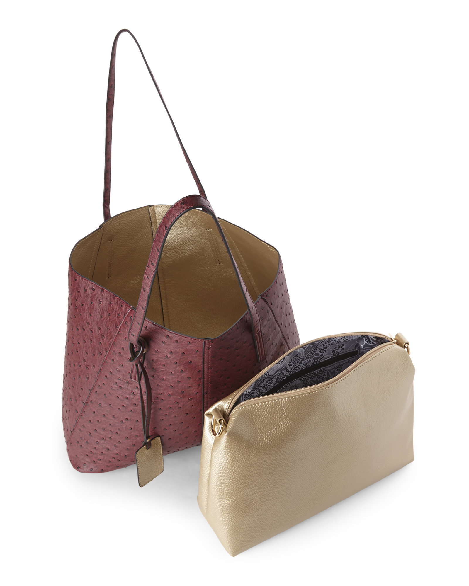 Lyst Imoshion Wine Ostrich Gold Reversible Bag In Tote Lyst Imoshion Wine Ostrich Gold Reversible Bag In Tote Metallic