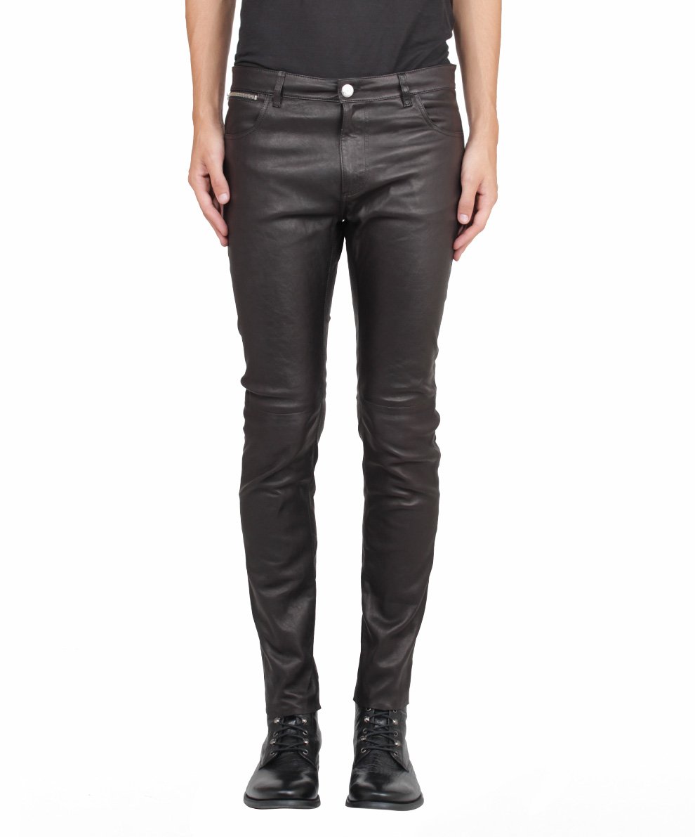 men's black leather pants