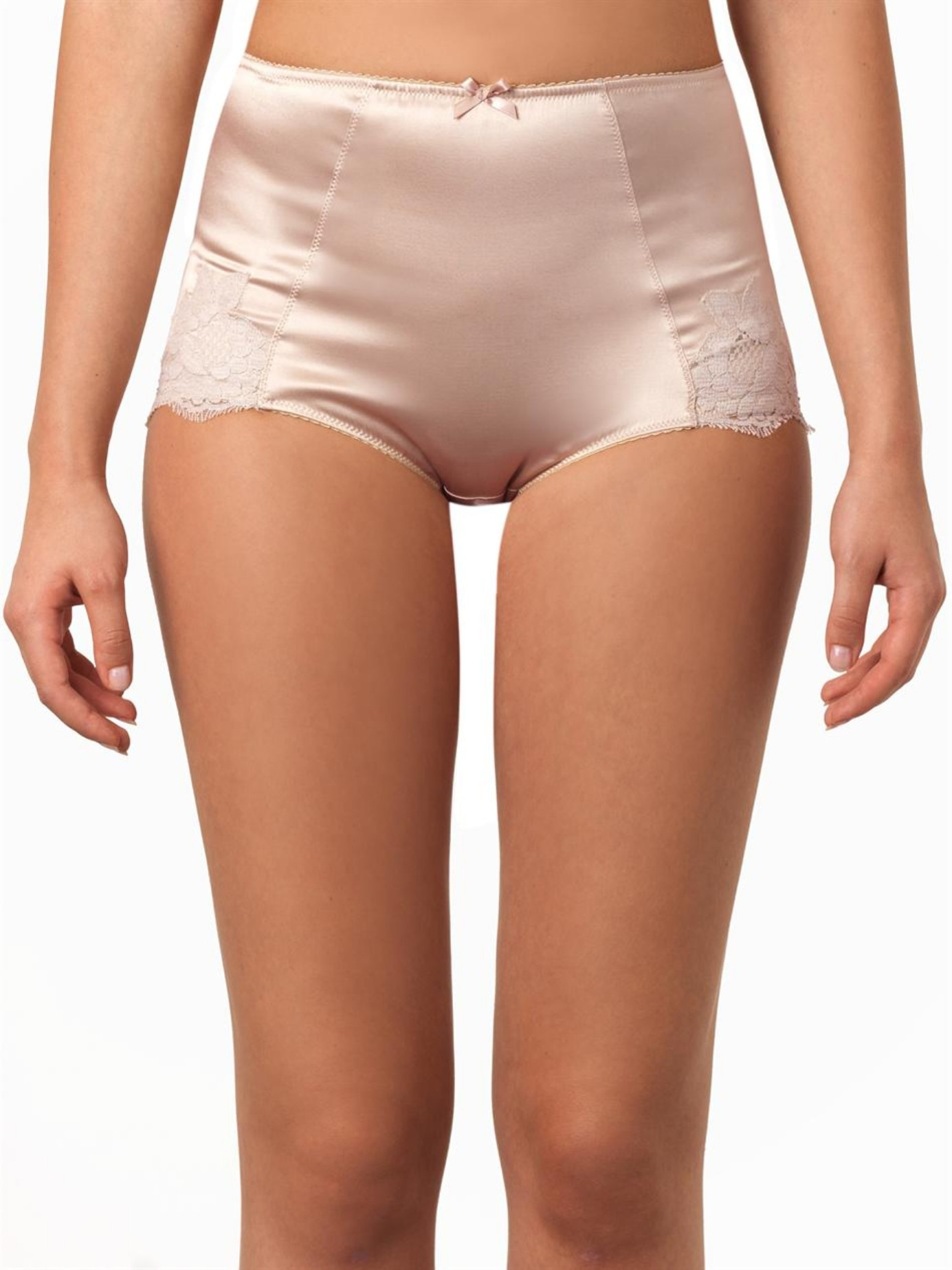 Dolce & Gabbana Satin And Lace High-waisted Briefs in Natural | Lyst