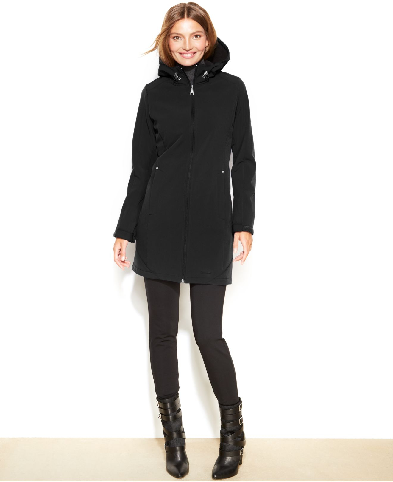 calvin klein hooded softshell raincoat