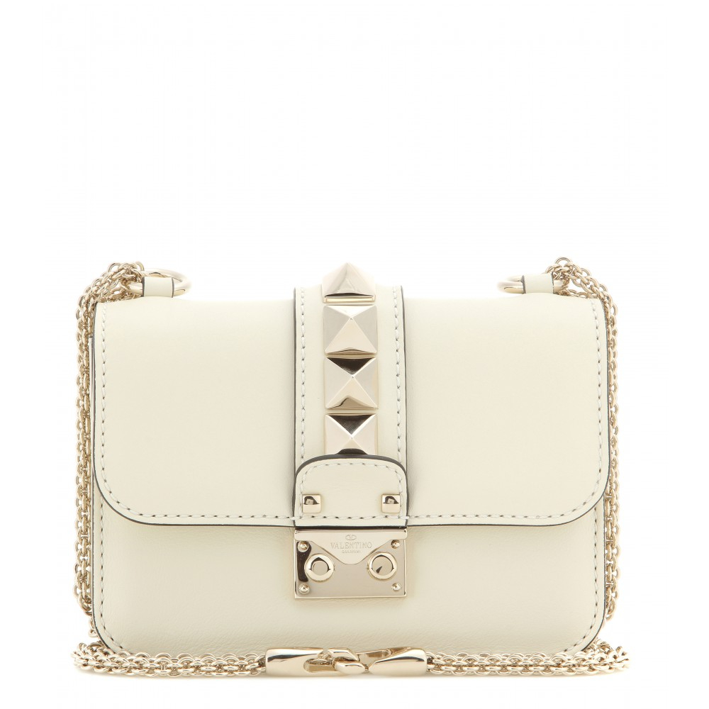 Lyst - Valentino Glam Lock Mini Leather Shoulder Bag in White