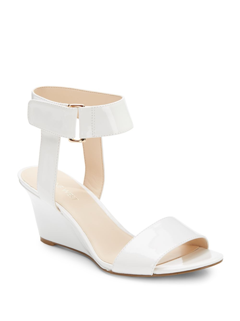 Lyst - Nine West Riley Ankle-Strap Wedge Sandals in White