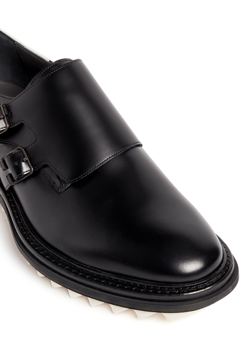 Lyst - Lanvin Gumlite® Shark Tooth Sole Leather Monk Strap Shoes in ...