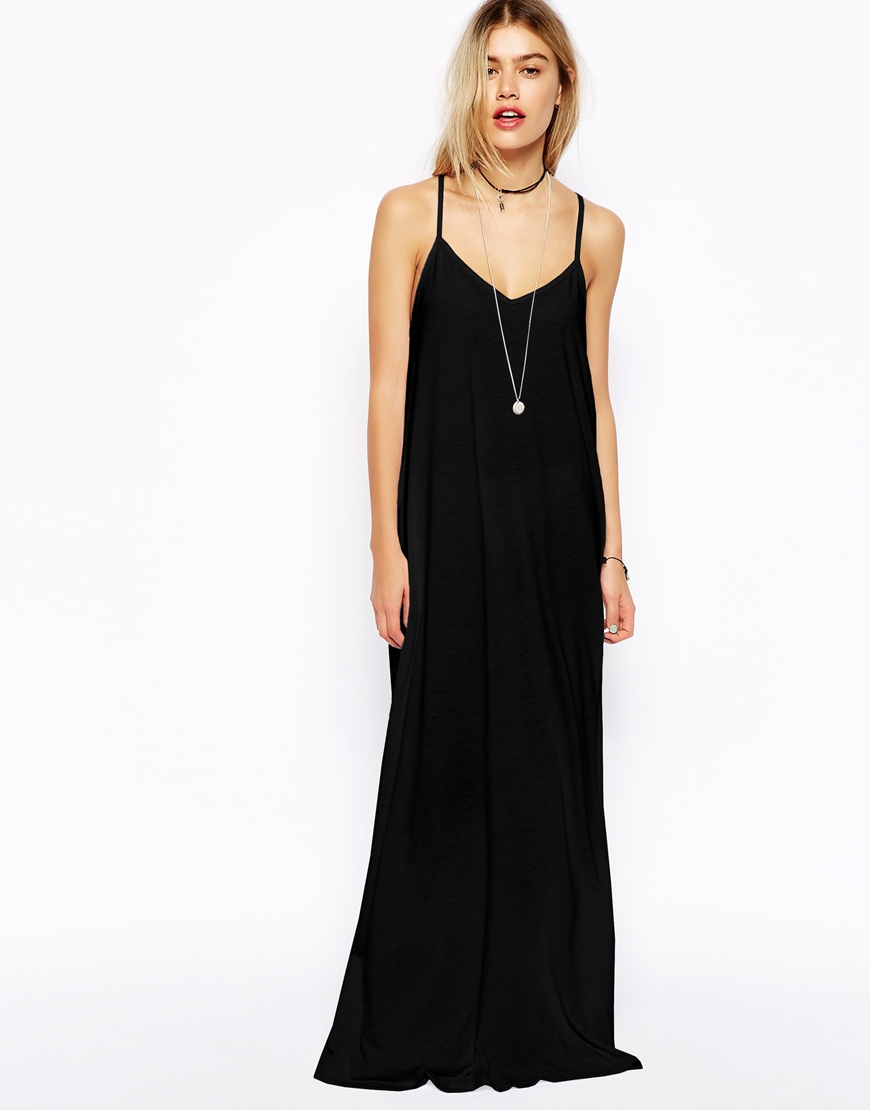 black cami maxi dress