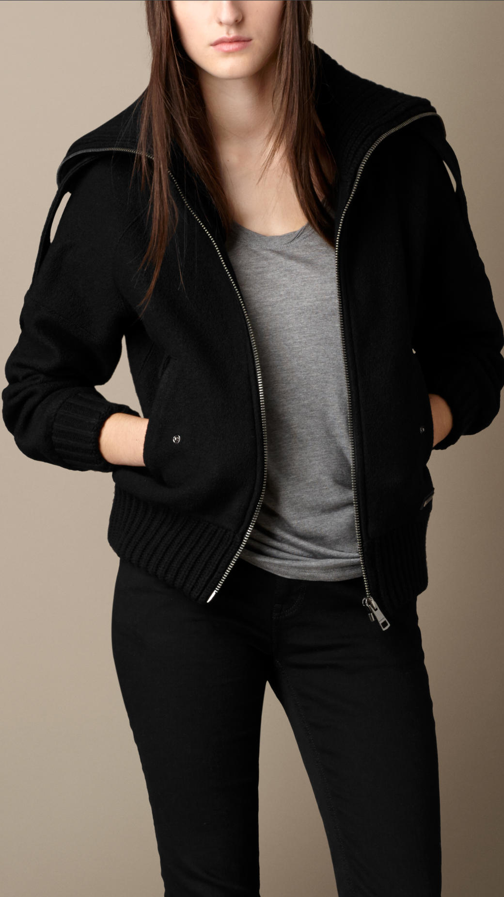 Burberry Merino Wool Jacket With Knit Detail in Black Lyst
