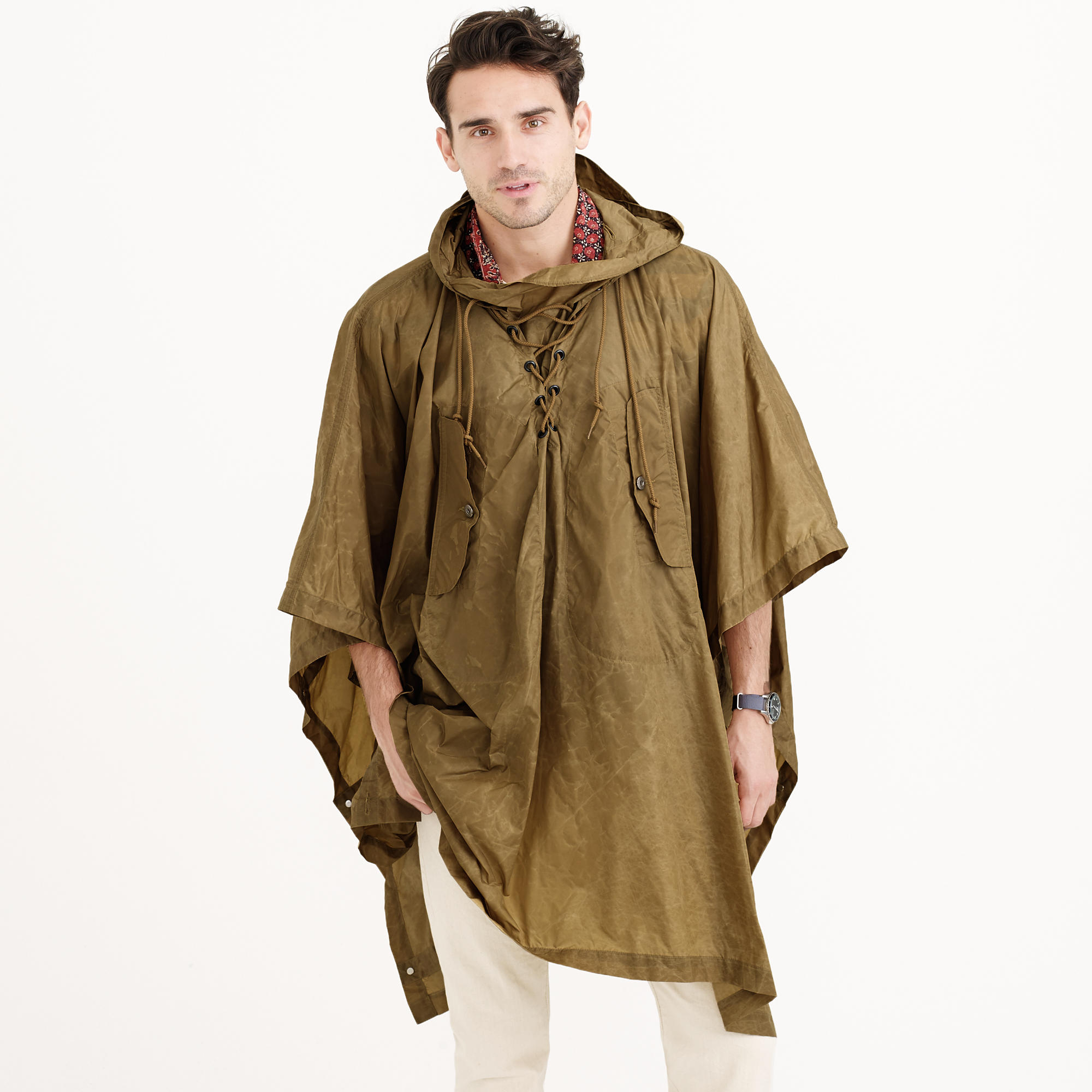 J.crew Wallace & Barnes Hooded Military Rain Poncho in Natural for Men 