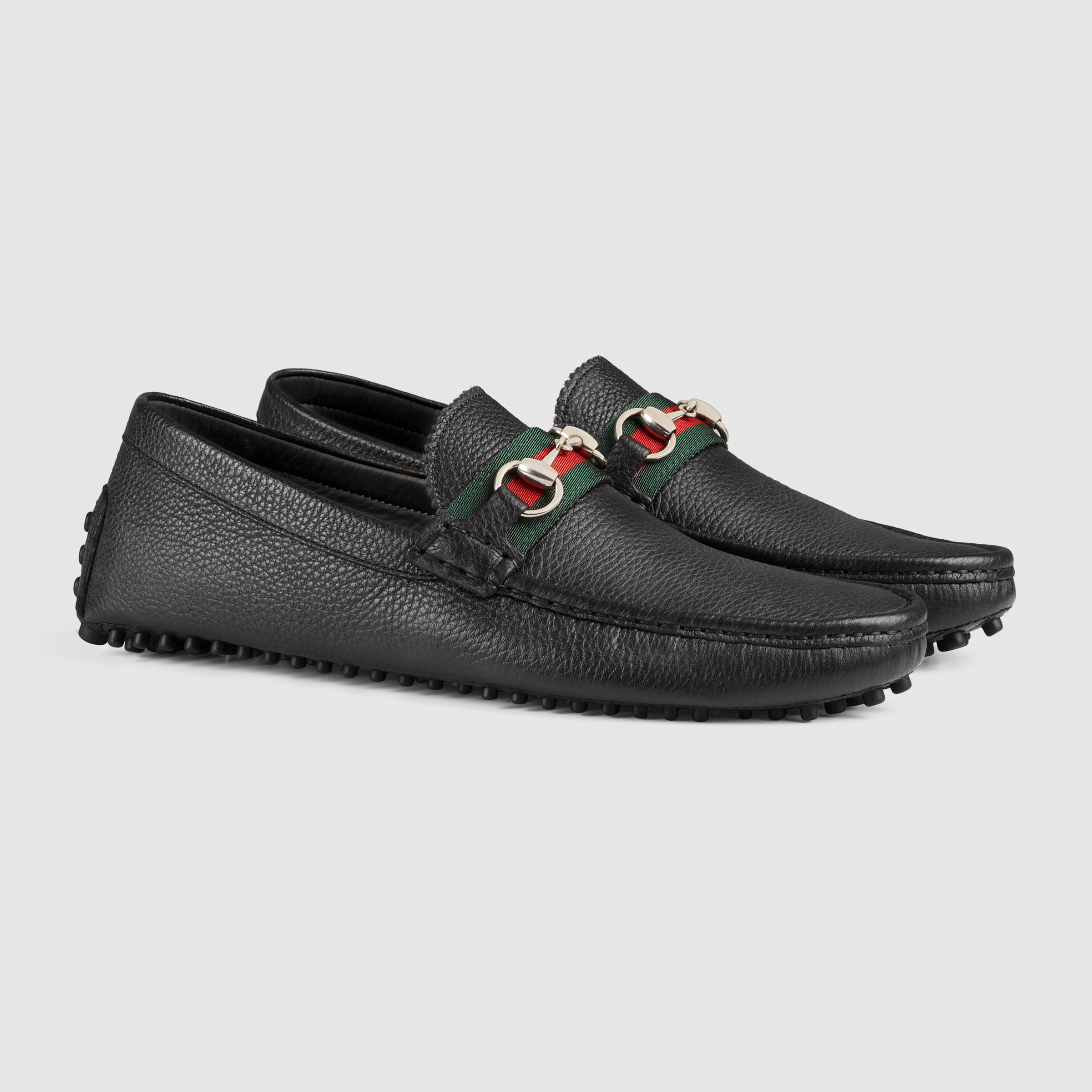 gucci leather driver with horsebit