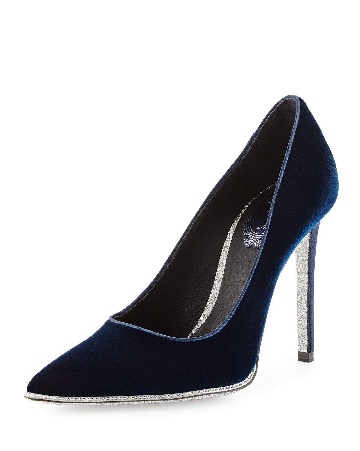 navy velvet pumps