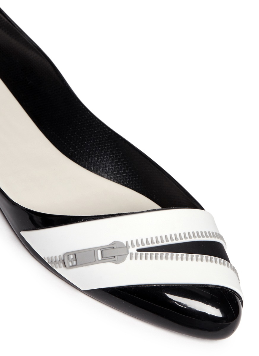 Melissa X Karl Lagerfeld 'trippy' Zip Detail Pvc Flats in Black | Lyst