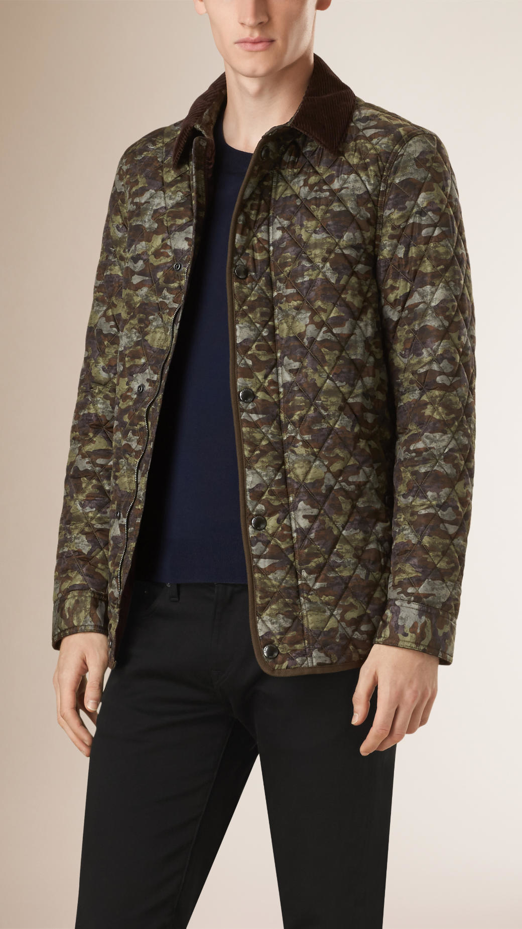 Burberry Camouflage Print Diamond Quilted Jacket in Green for Men Lyst
