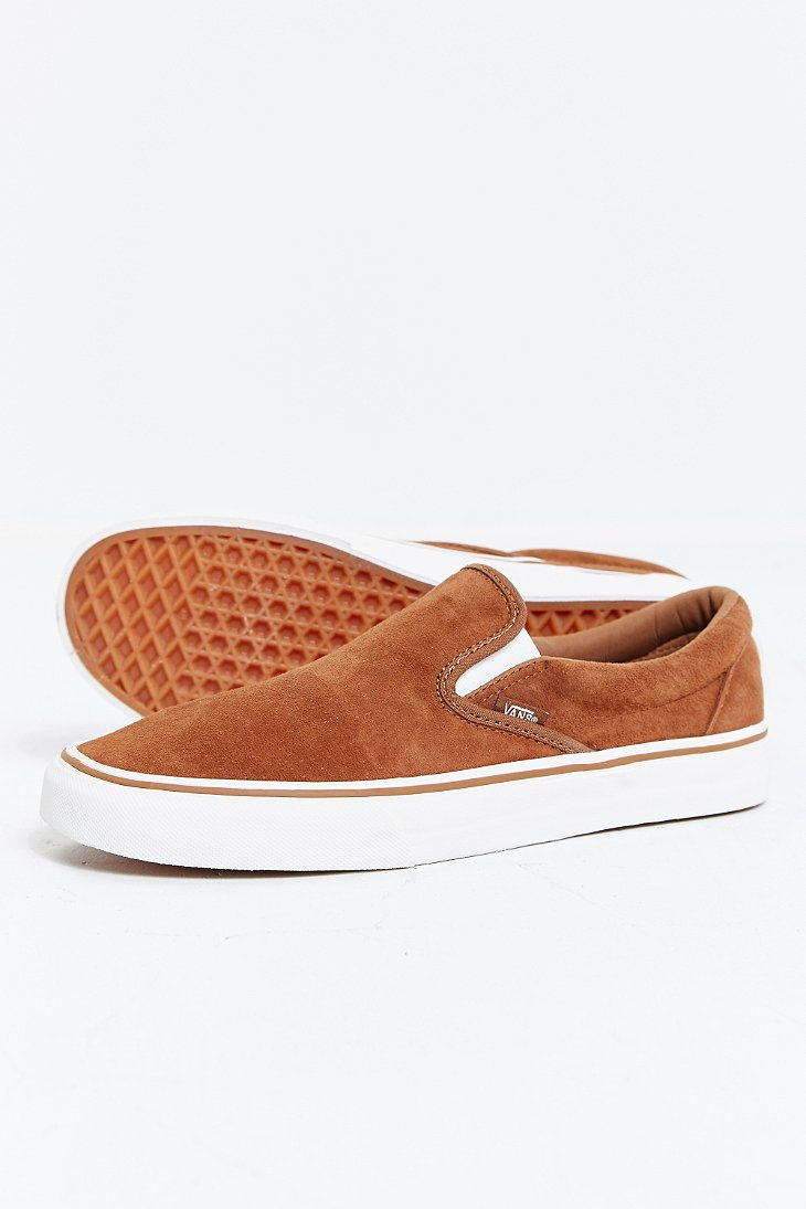 Vans Classic Suede Slip-on in Tan (Brown) for Lyst