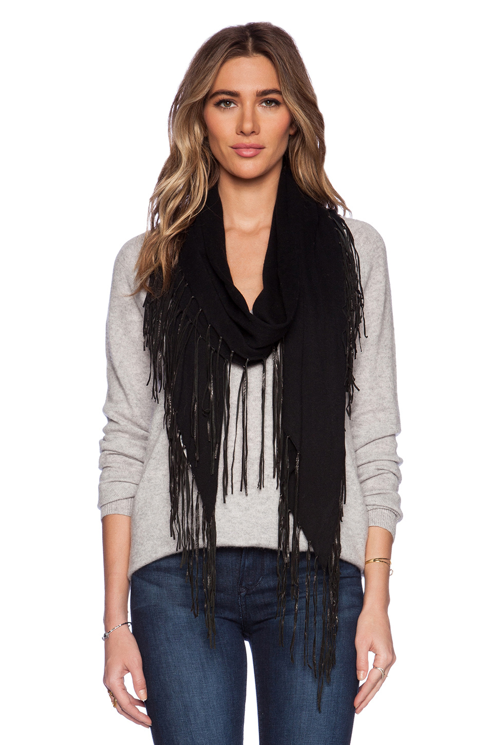 Lyst 27Milesmalibu Dede Leather Fringe Scarf In Black in Black
