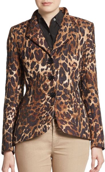 Lafayette 148 New York Leopard-Print High-Low Jacket in Animal (leopard ...