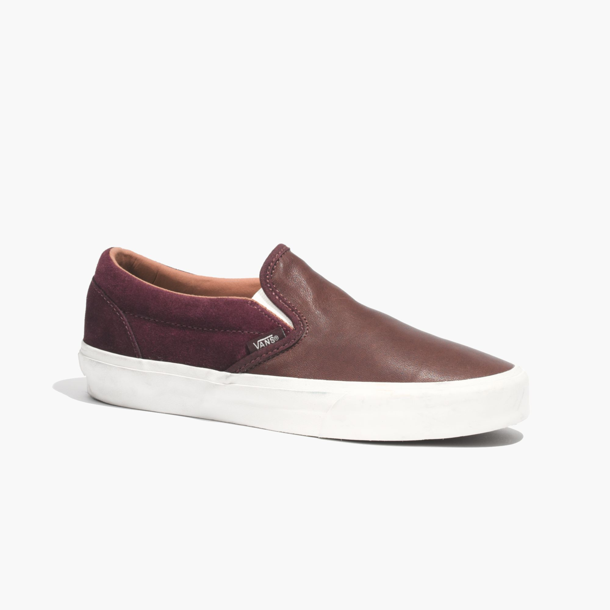 burgundy leather slip on vans