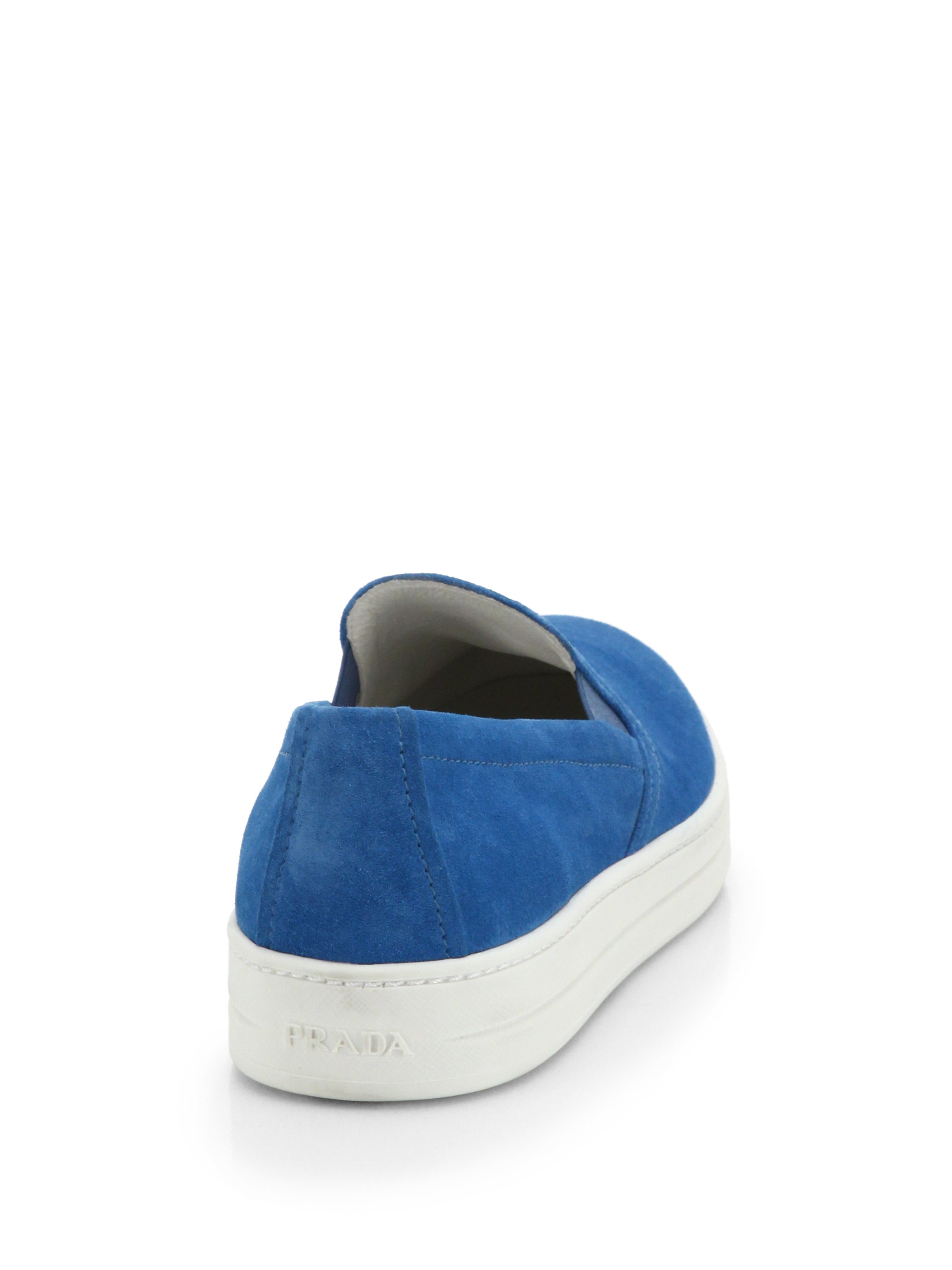 Prada Suede Skate Shoes In Blue Lyst