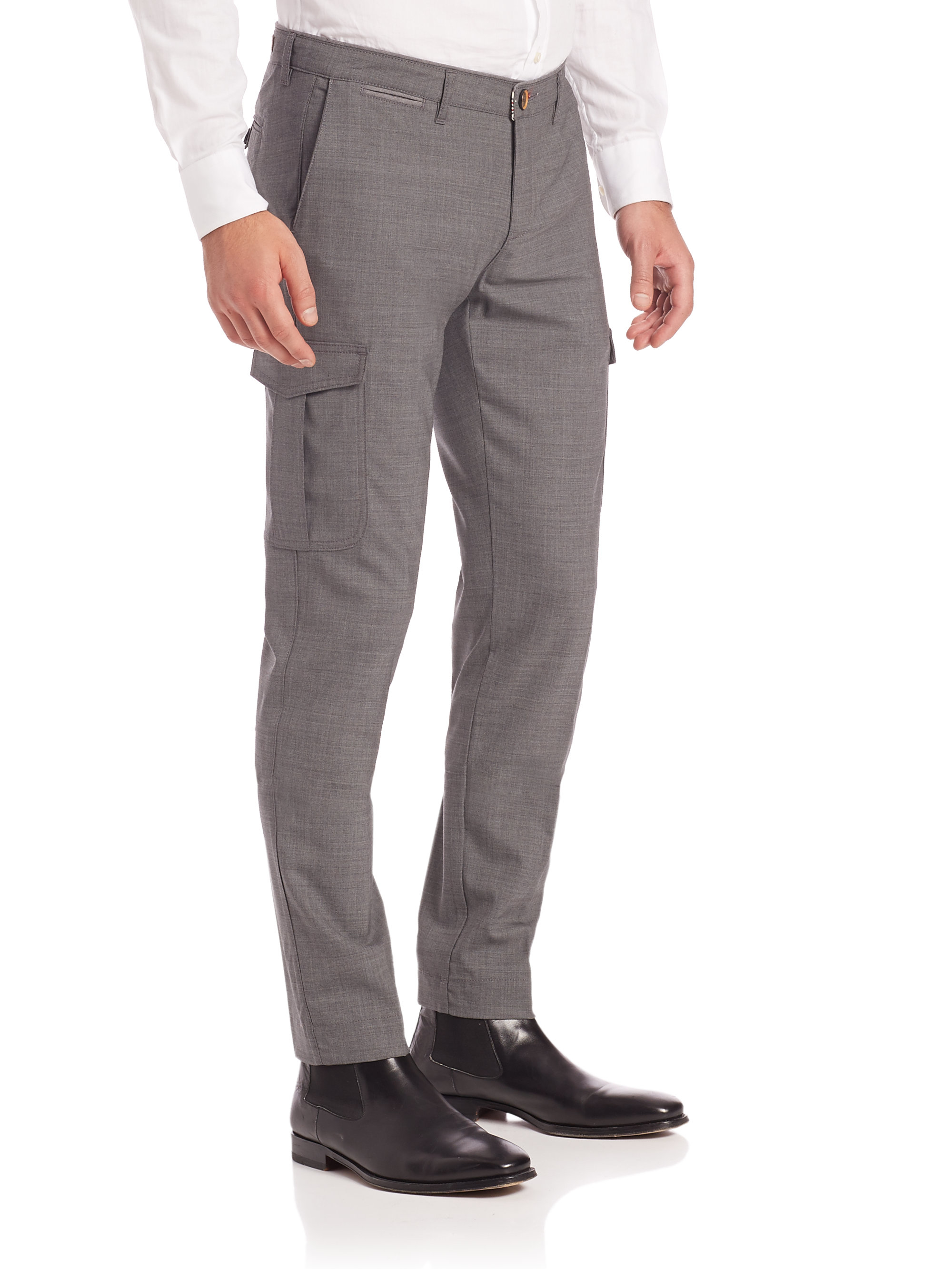 Eleventy Wool Cargo Pants in Grey (Gray) for Men - Lyst