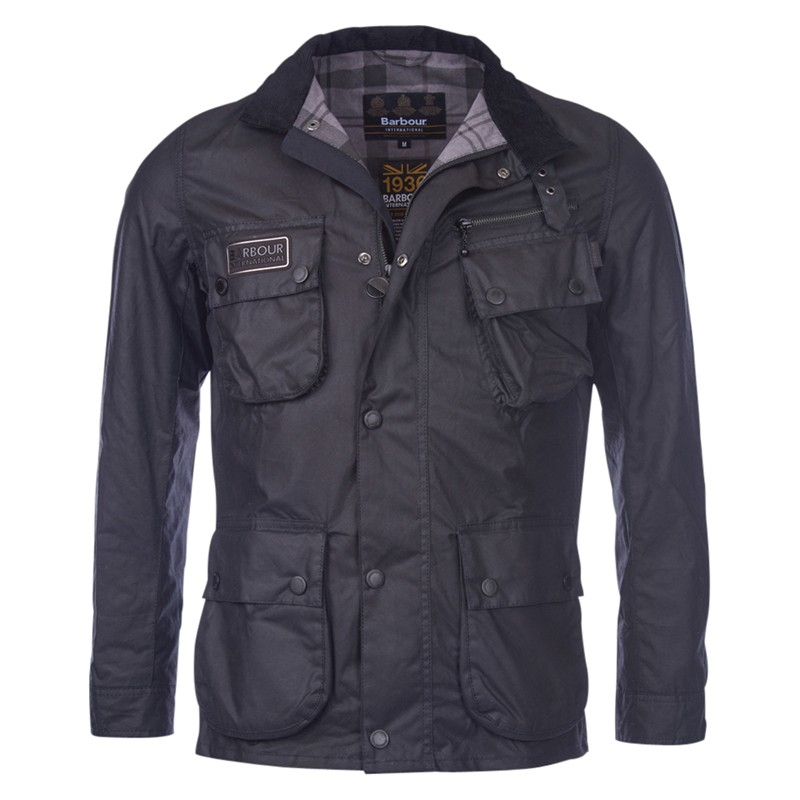 Barbour Slim Fit International Waxed Jacket in Black for Men - Lyst