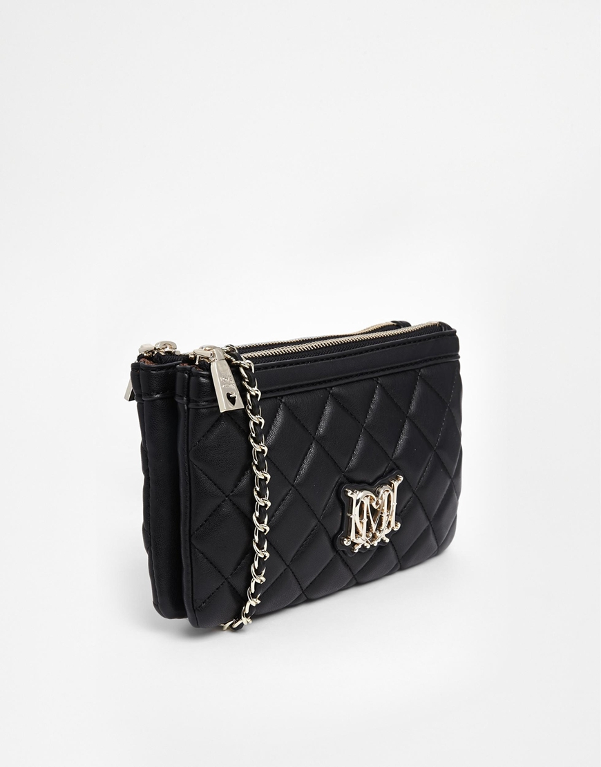 Love Moschino Quilted Shoulder Bag With Chain Strap in Black - Lyst