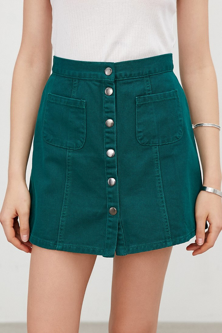 dark green denim skirt