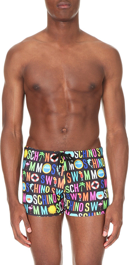 moschino mens swim trunks