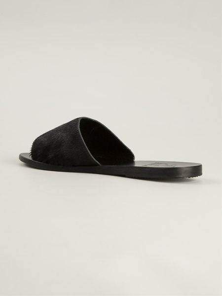 Ancient Greek Sandals Taygete Leather Slides in Black | Lyst