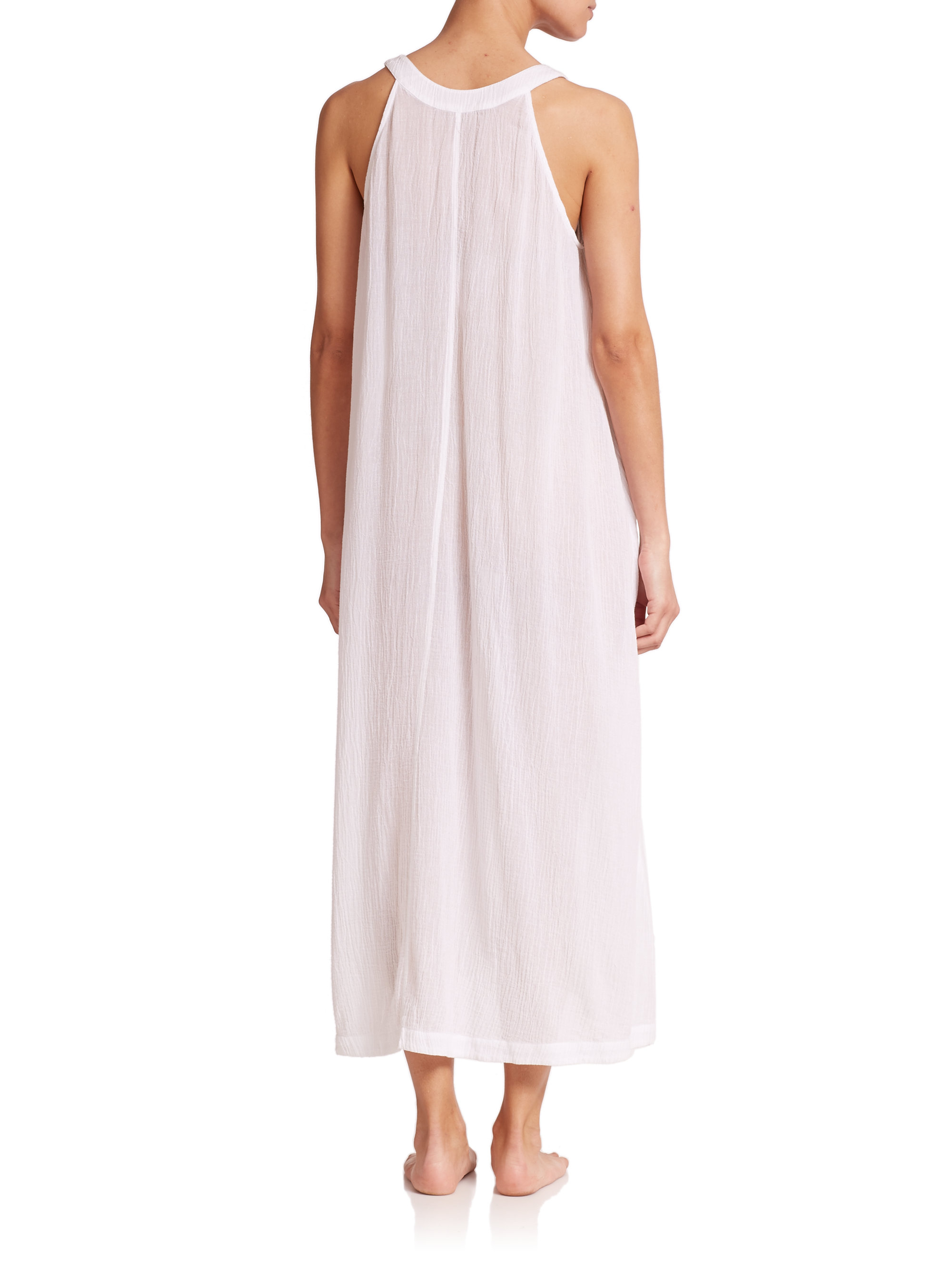 Lyst - Skin Crinkle Gauze Long Gown in White