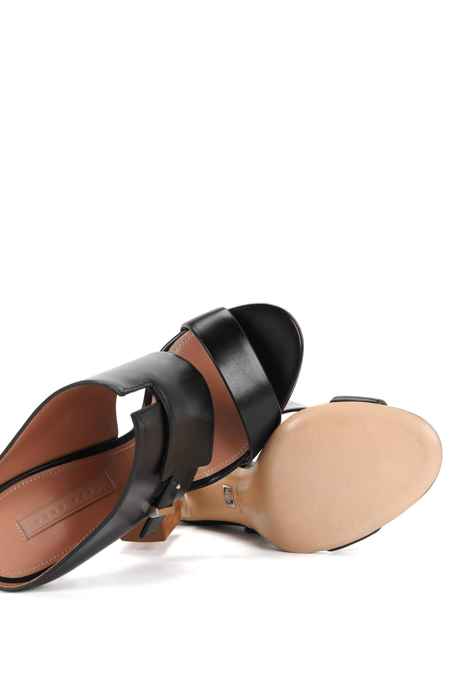 bespoke sandals on Boss By Hugo Boss Leather Bespoke Pin Sandal Italian Calfskin Resin Heel Sandals In Black Lyst
