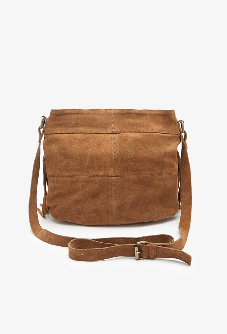 brown suede shoulder bag