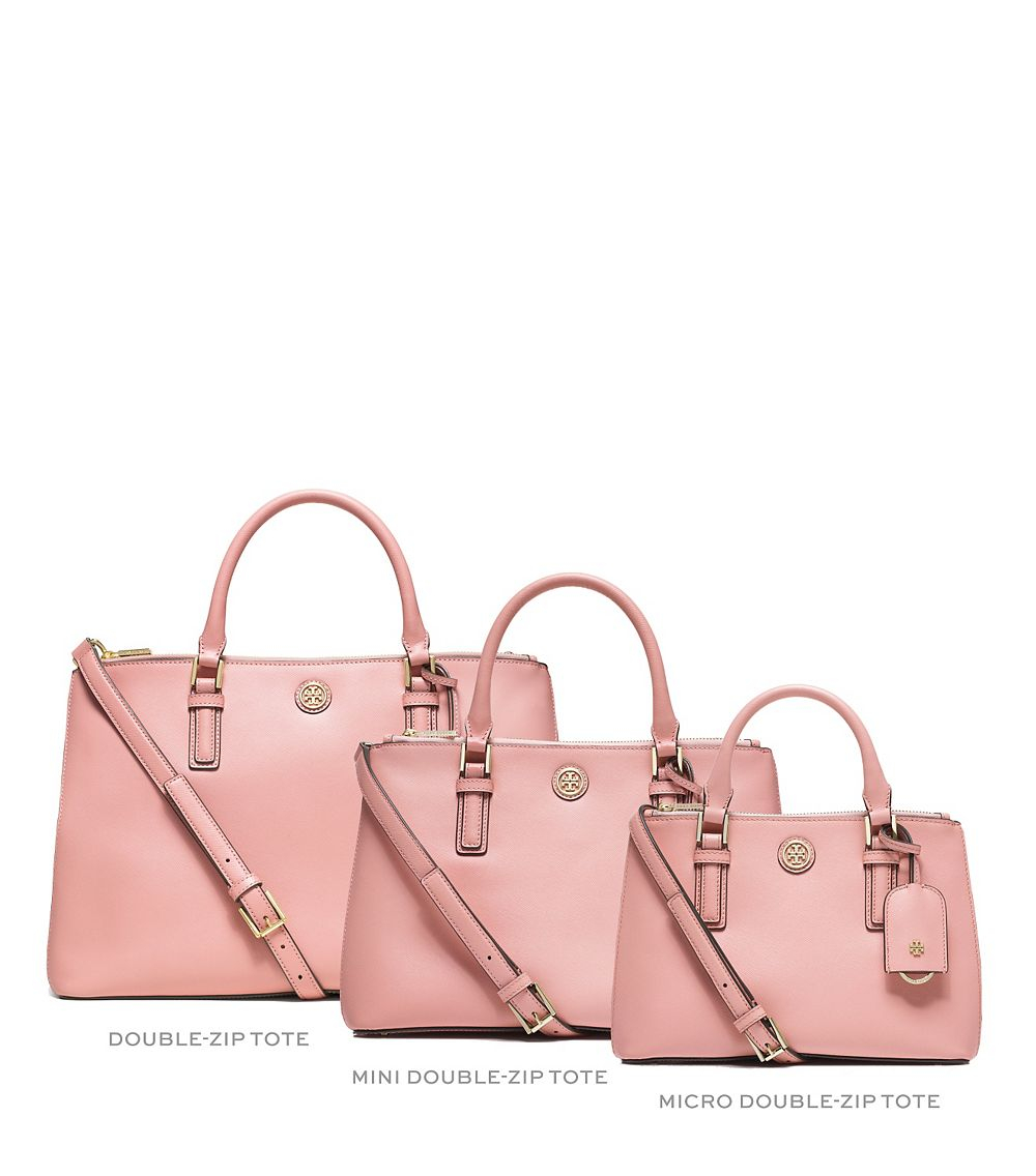 tory burch small double zip tote