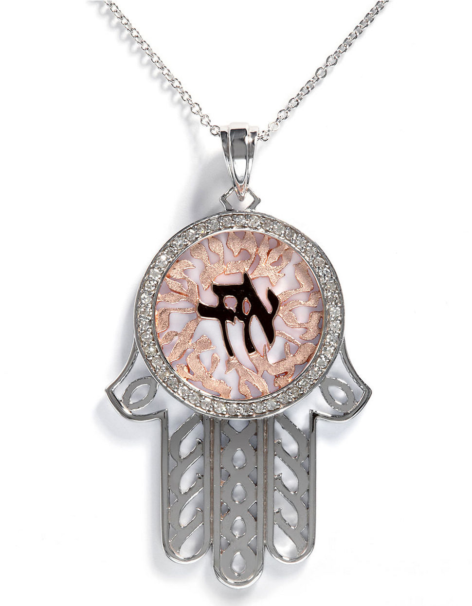 Effy Shema 14k White And Rose Gold Diamond Hamsa Pendant Necklace In Gallery