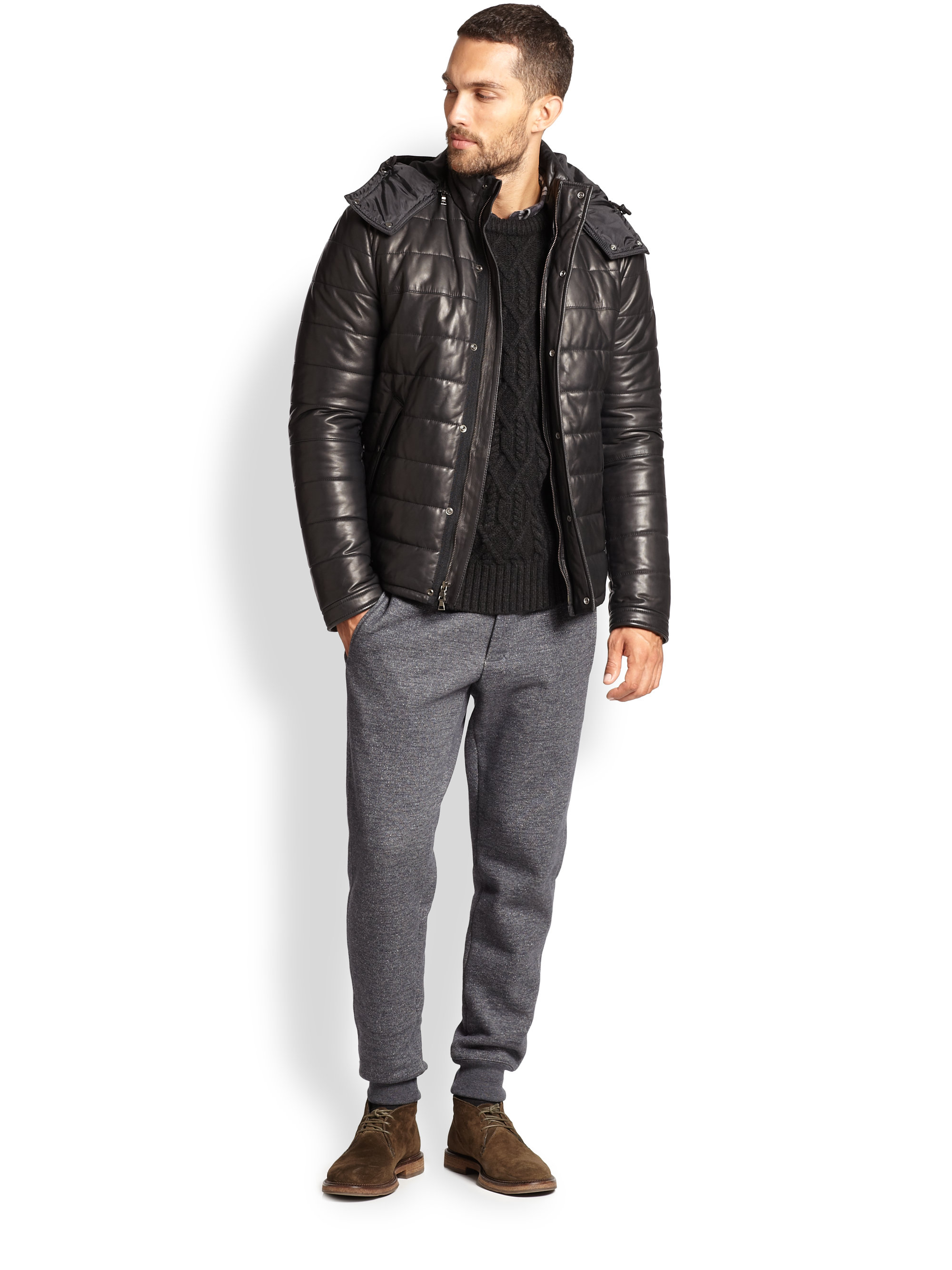 leather puffer men