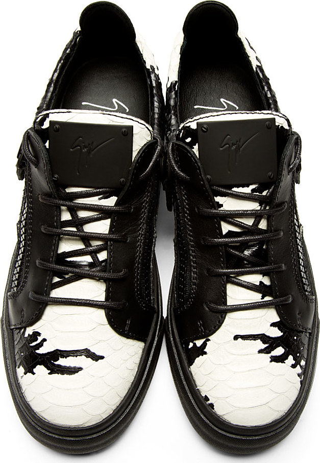 Giuseppe Zanotti Black And White Snakeskin Krudelia Sneakers for Men - Lyst