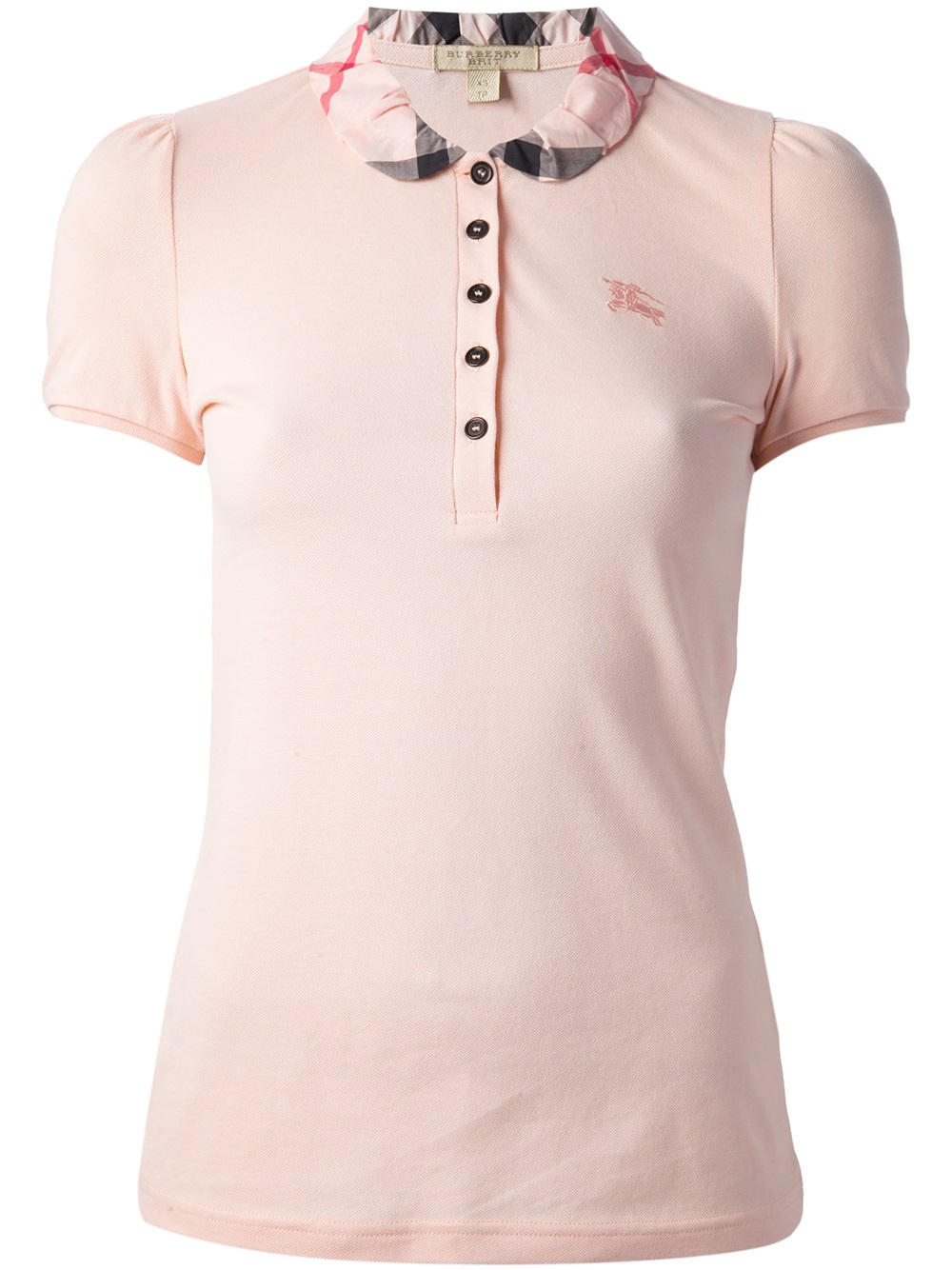 Lyst Burberry Brit Check Detail Polo Shirt in Pink