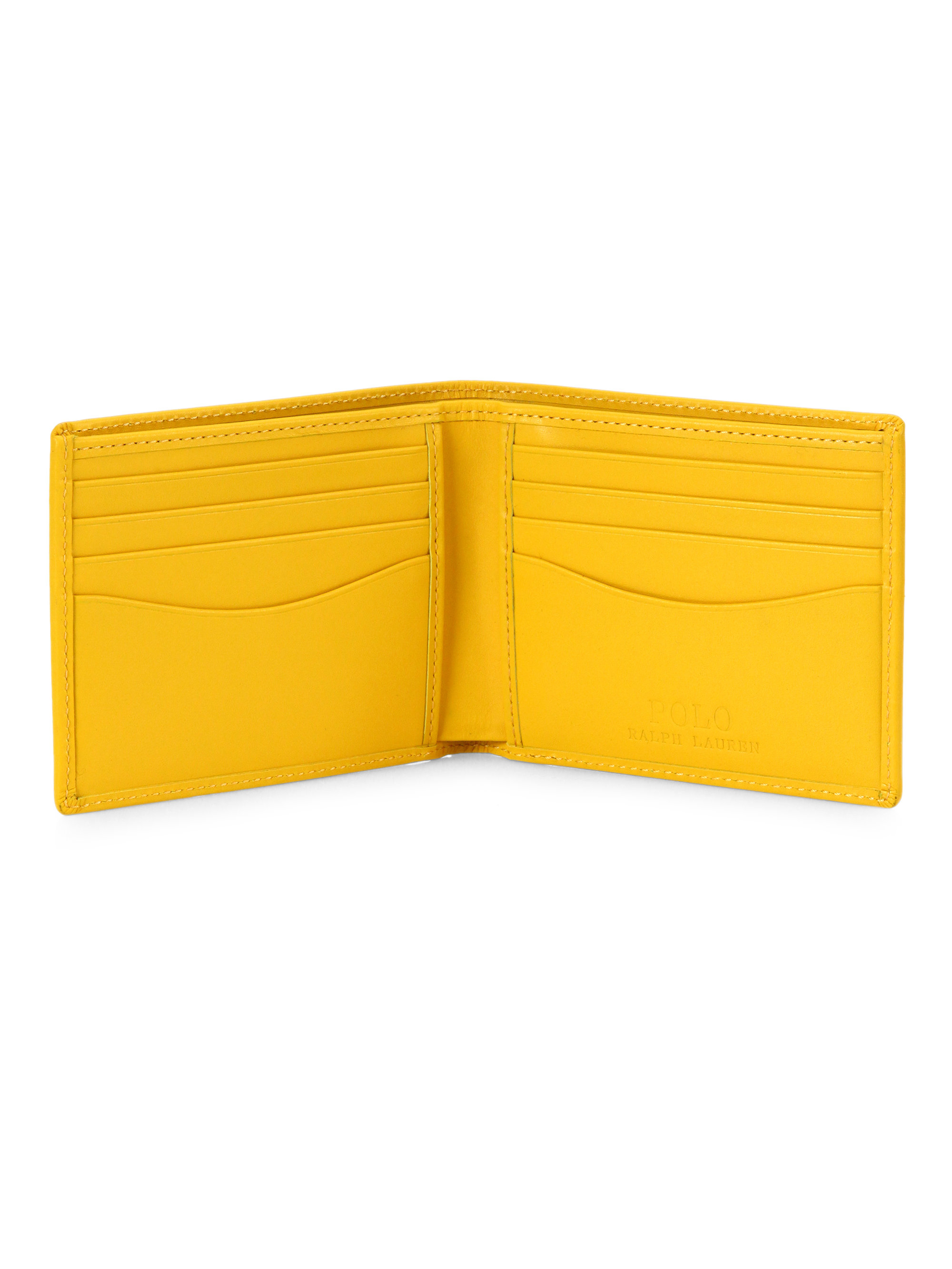 Polo Ralph Lauren Leather Billfold Wallet in Yellow for Men Lyst