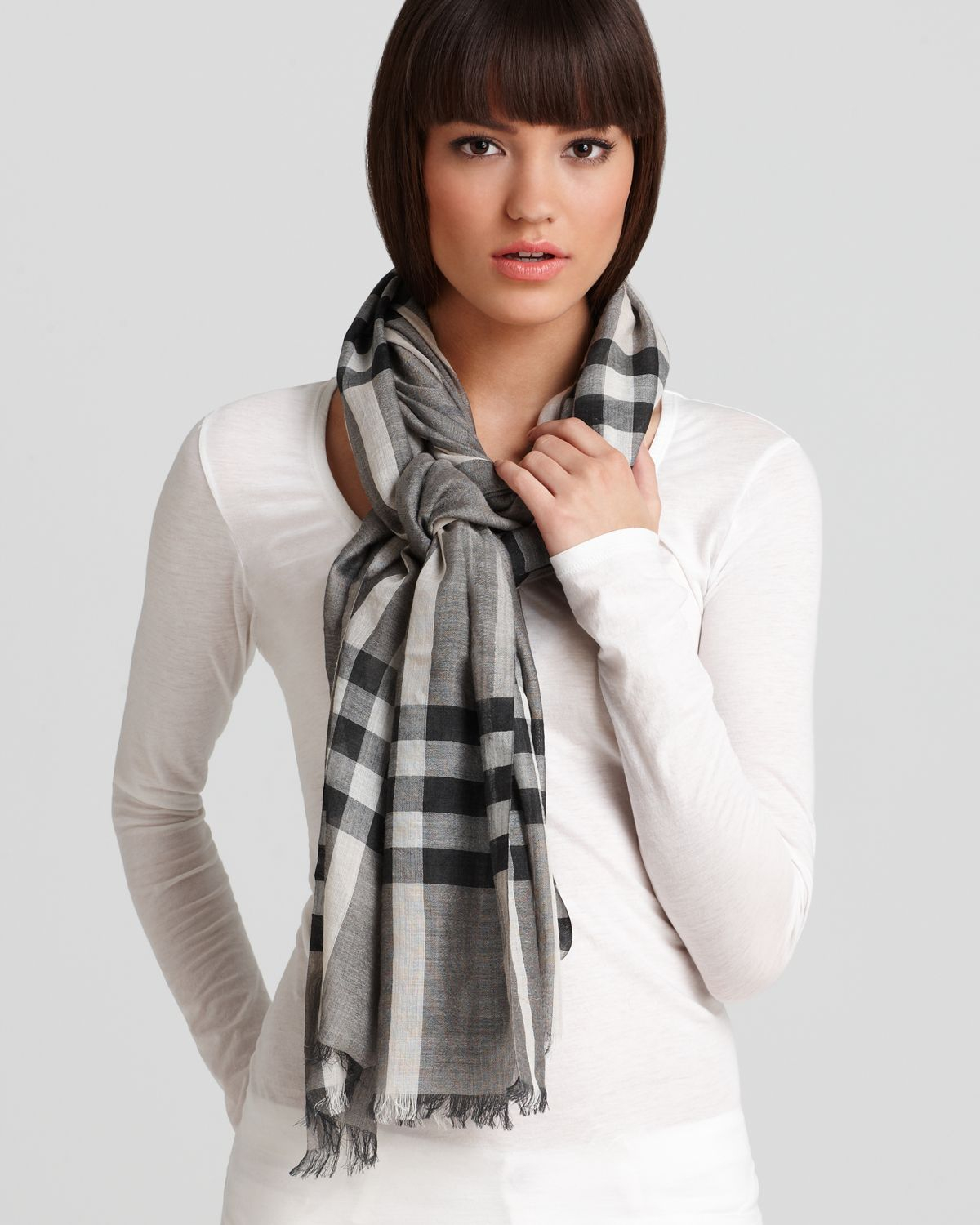 burberry large check gauze scarf