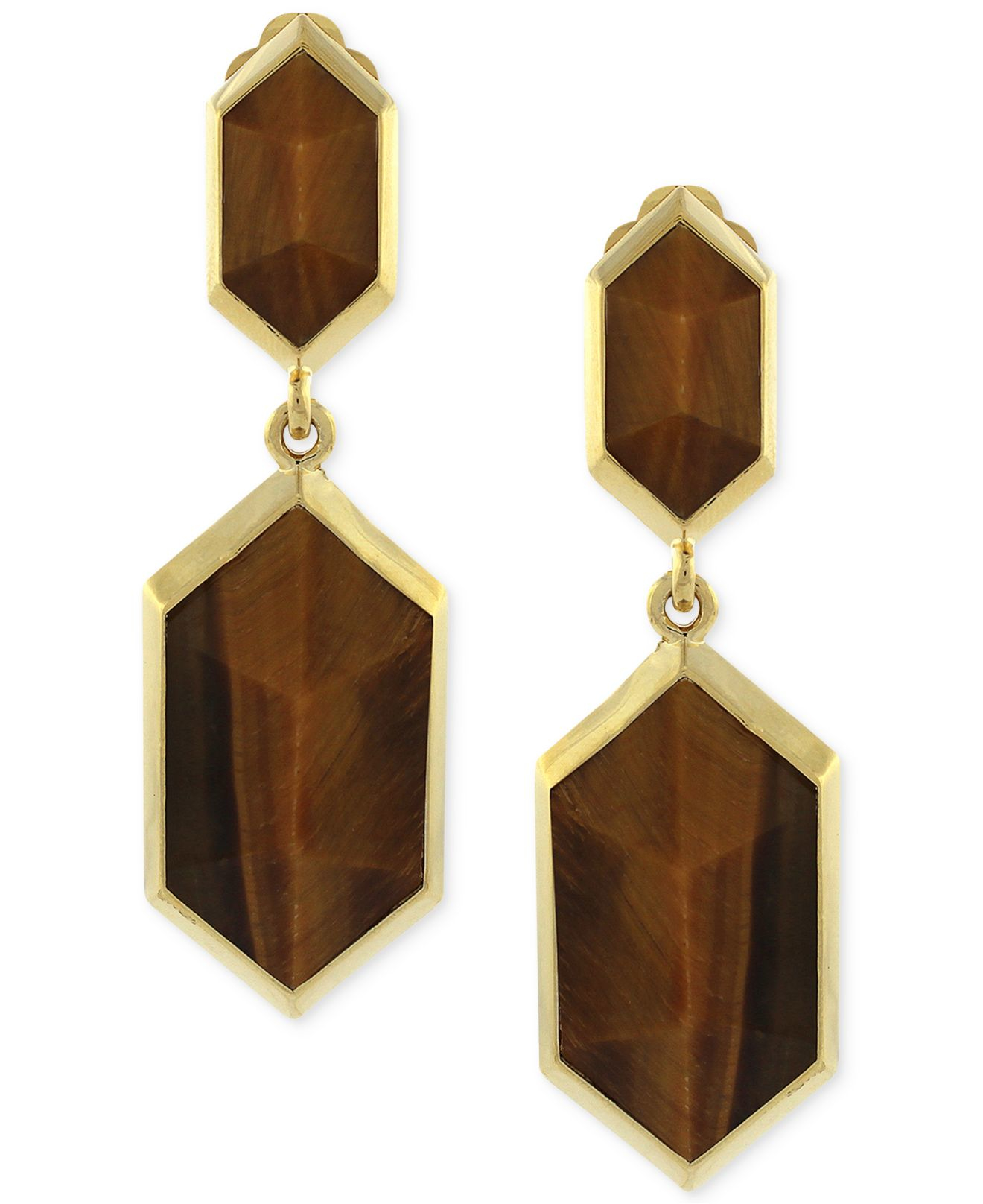 Lyst Vince Camuto Gold Tone Brown Stone Drop Clip On Earrings In Gallery